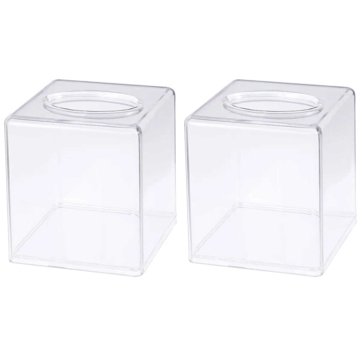 

2 Pcs Tissue Box Fashion Acrylic Square Transparent Tissue Holder Paper Storage Box Tissue Case for Home Restaurants Hotels