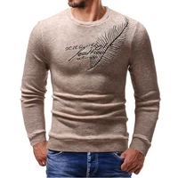 sweater men pullover new solid color jersey leaf embroidery sweater mens slim fit knit sweater
