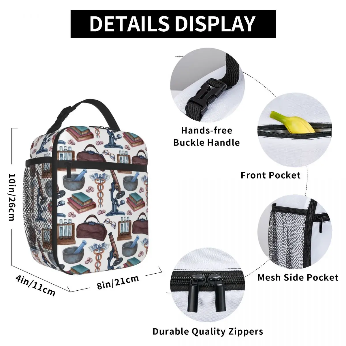 

Doctor Lunch Bag for Women Men Large Insulated Lunch Box with Water Bottle Holder and Pockets