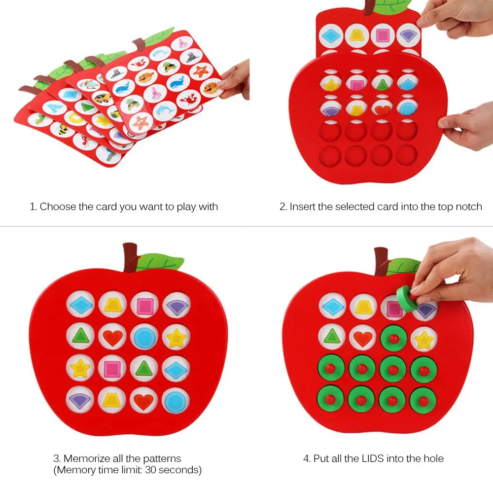 

Early Education 3D Puzzle Toys Kids Wooden Apple Memory Matching Chess Game Family Casual Games Puzzle Ideal children's Day Gift