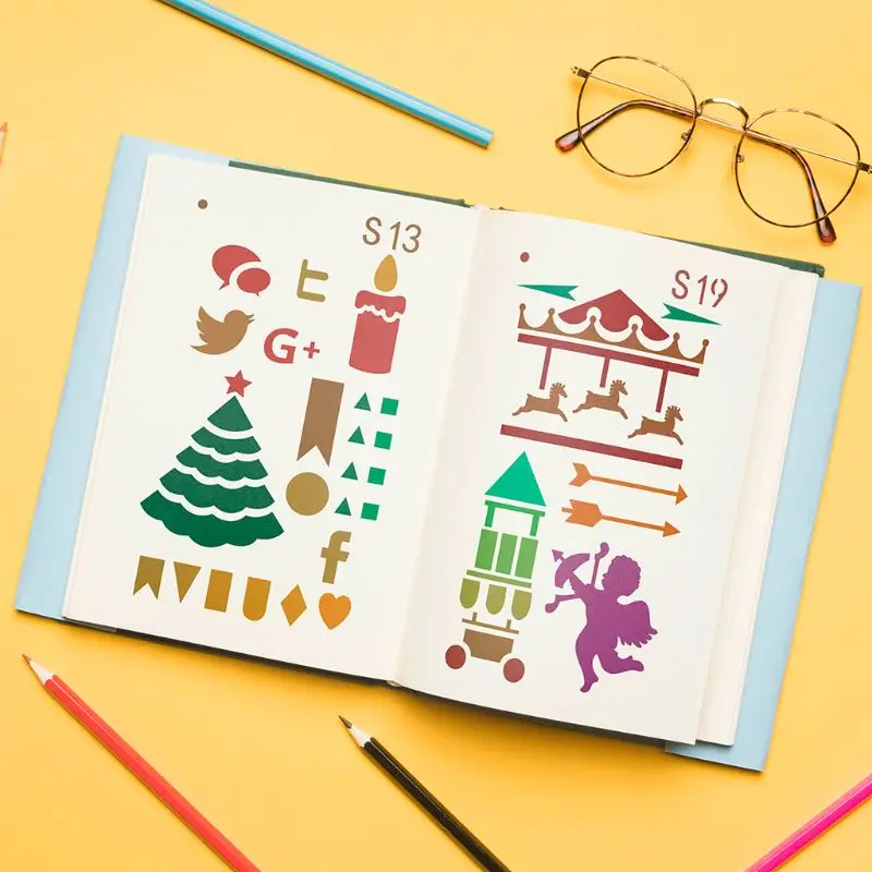 

36pcs/set Journal Drawing Template Stencil Painting Embossing Scrapbooking DIY