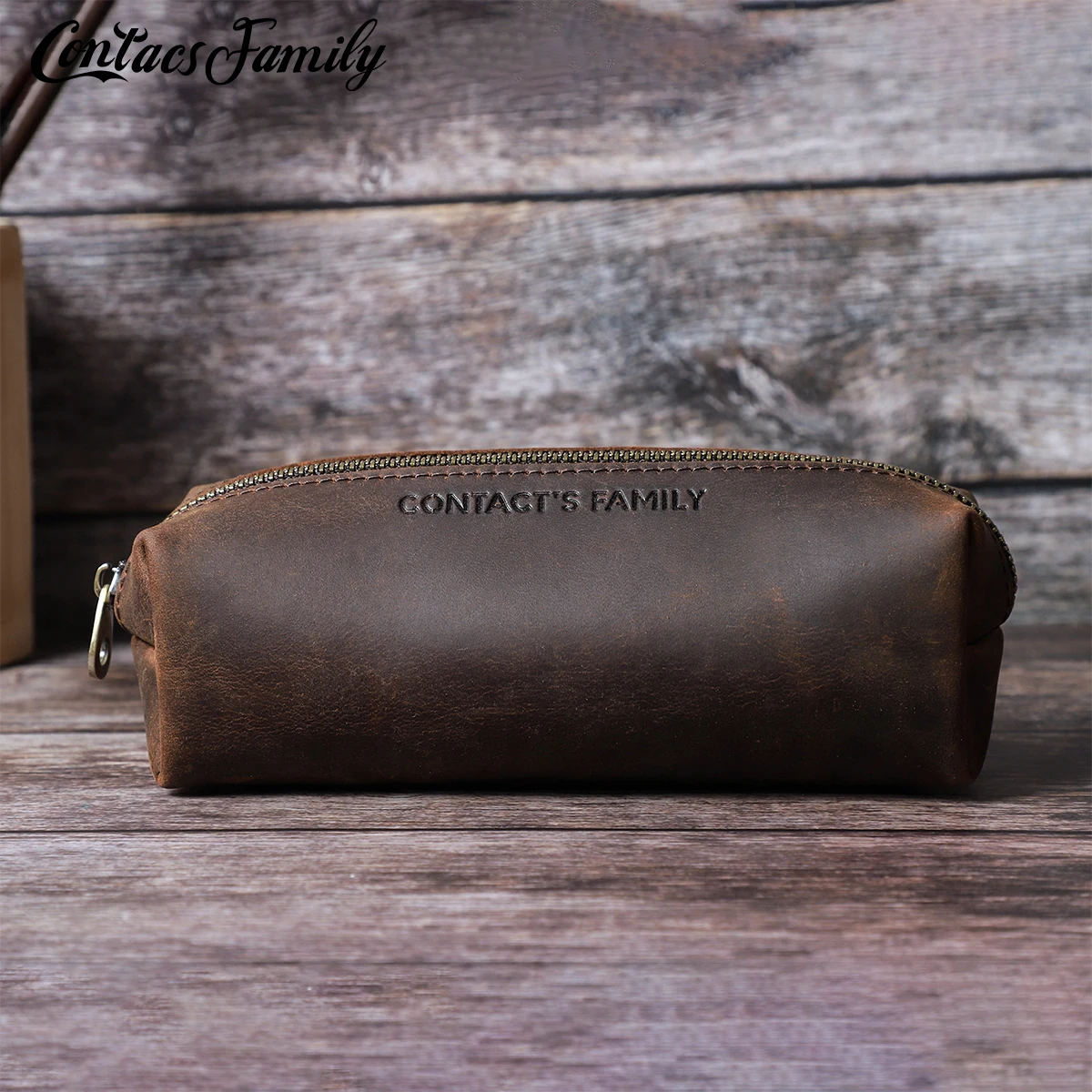 

Genuine Leather Pencil Case Bags High Capacity Business Retro Pen Case School Office Gift Supplies Creative Stationery