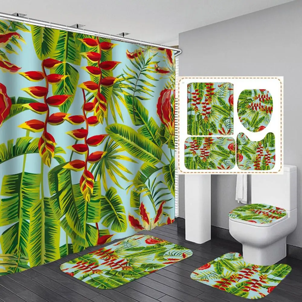 

The most beautiful tree scene Print Shower Curtain 4 Piece Carpet Cover Toilet Cover Bath Mat Pad Set Bathroom Curtain 12 Hooks