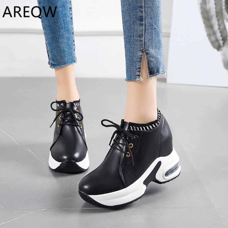 

Fashion Genuine Leather Sneakers Woman Platform Dad Shoes Thick Bottom Casual Shoes Spring Fashionable