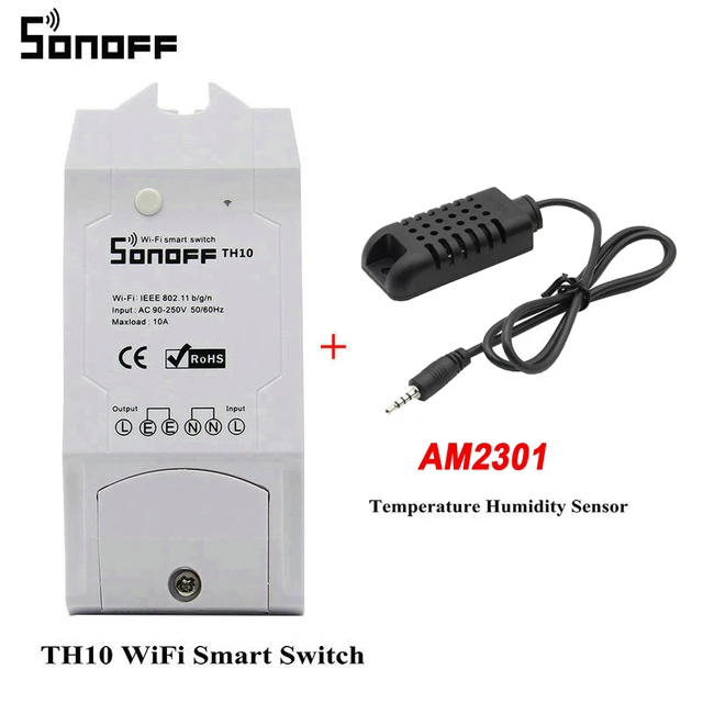 Sonoff TH10 TH16 10a/16a умные модули автоматизации Wifi беспроводной переключатель дистанционного управления для умного дома температура и влажность - Цвет: TH10 with AM2301