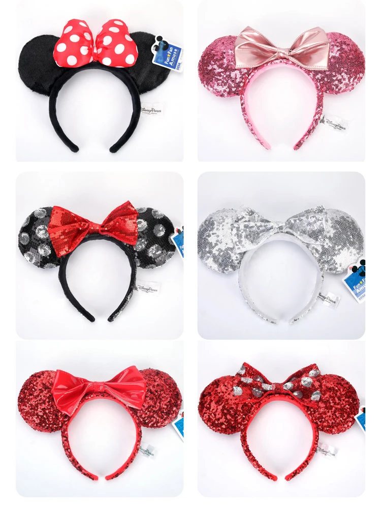 Minnie Ears Headband Sequin Bows Purple Aulani Gold Flower DOT Ariel EARS COSTUME Hallowmas Cosplay Plush Gift 11 Style | Тематическая