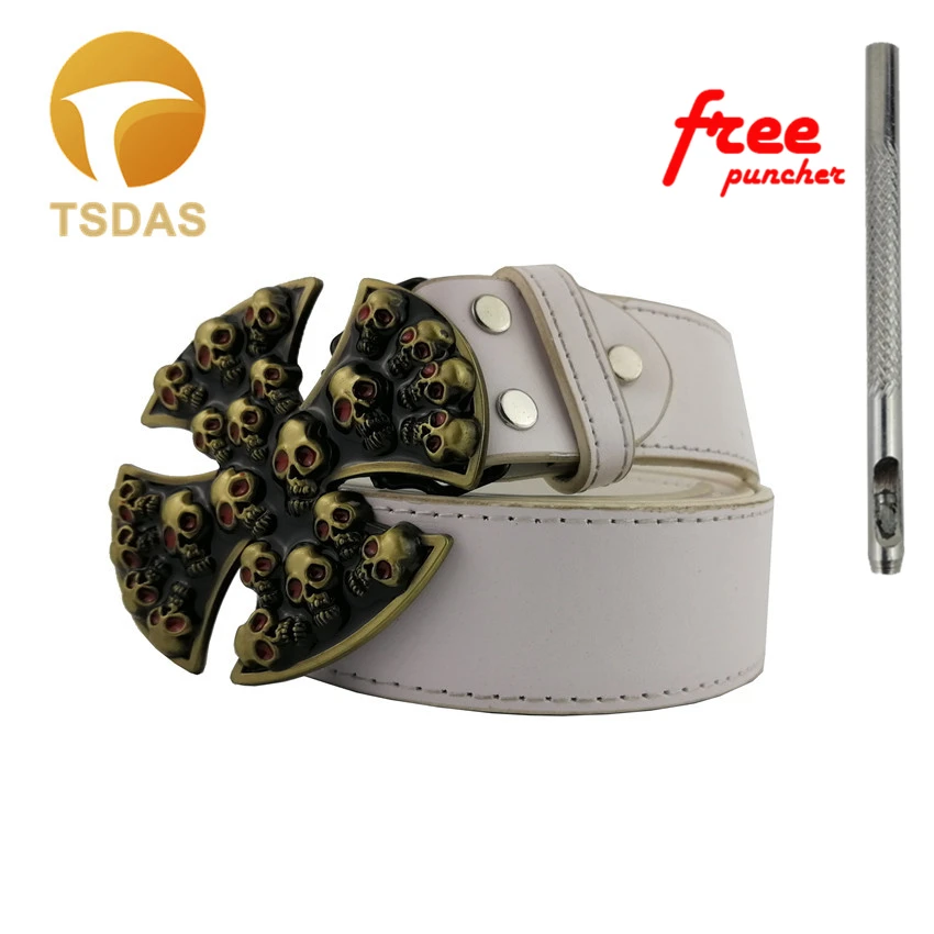 Металлическая пряжка для ремня с черепами и античным латунным покрытием