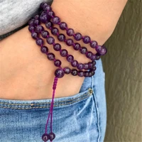 fashion amethyst purple crystal 108 beads tassel bracelet gift emotional national style spread energy cuff bless chakra mental