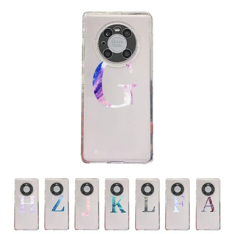

Custom shell Marble letters Phone Case Transparent For Huawei enjoy 20 10 9 8 7 S SE E C Z pro plus lite Soft TPU bags