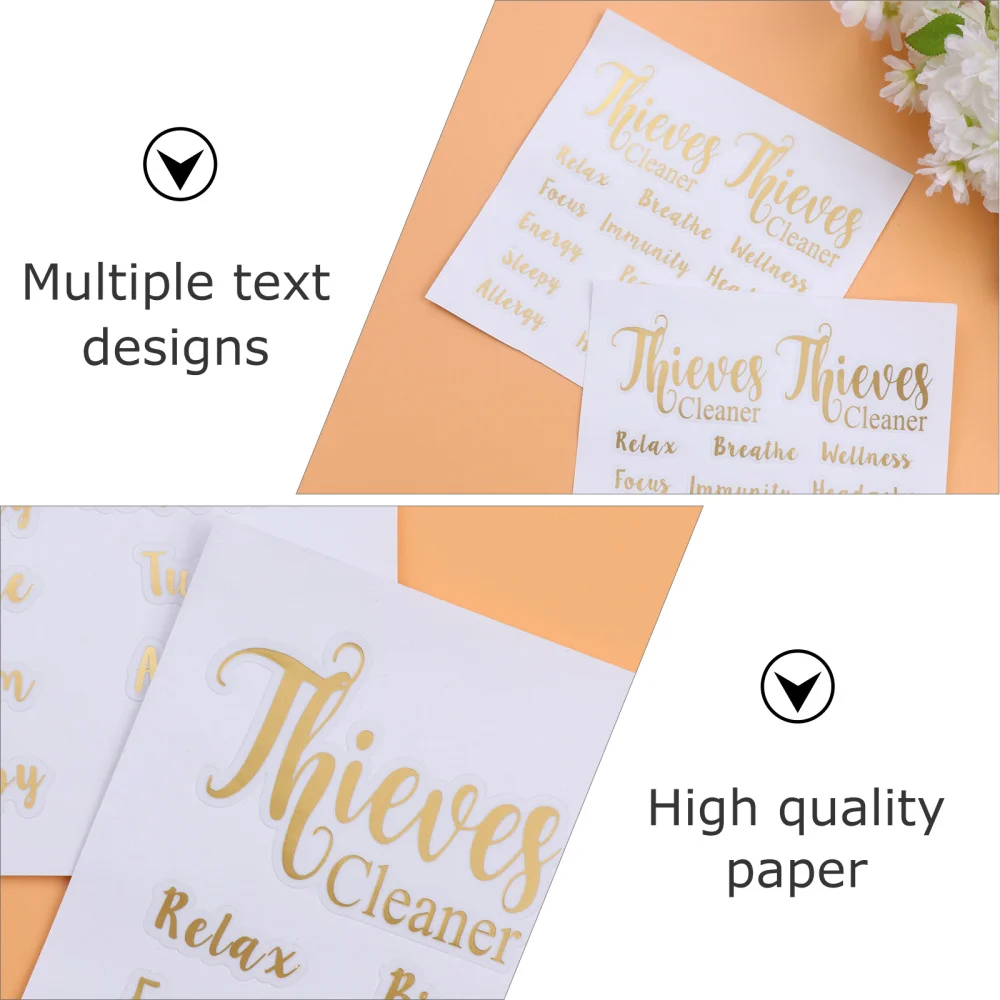 

5 Sheets Essential Oil Bottle Labels Letters Tag Stickers Creative Oil Bottle Decals Self-adhesive Pasters