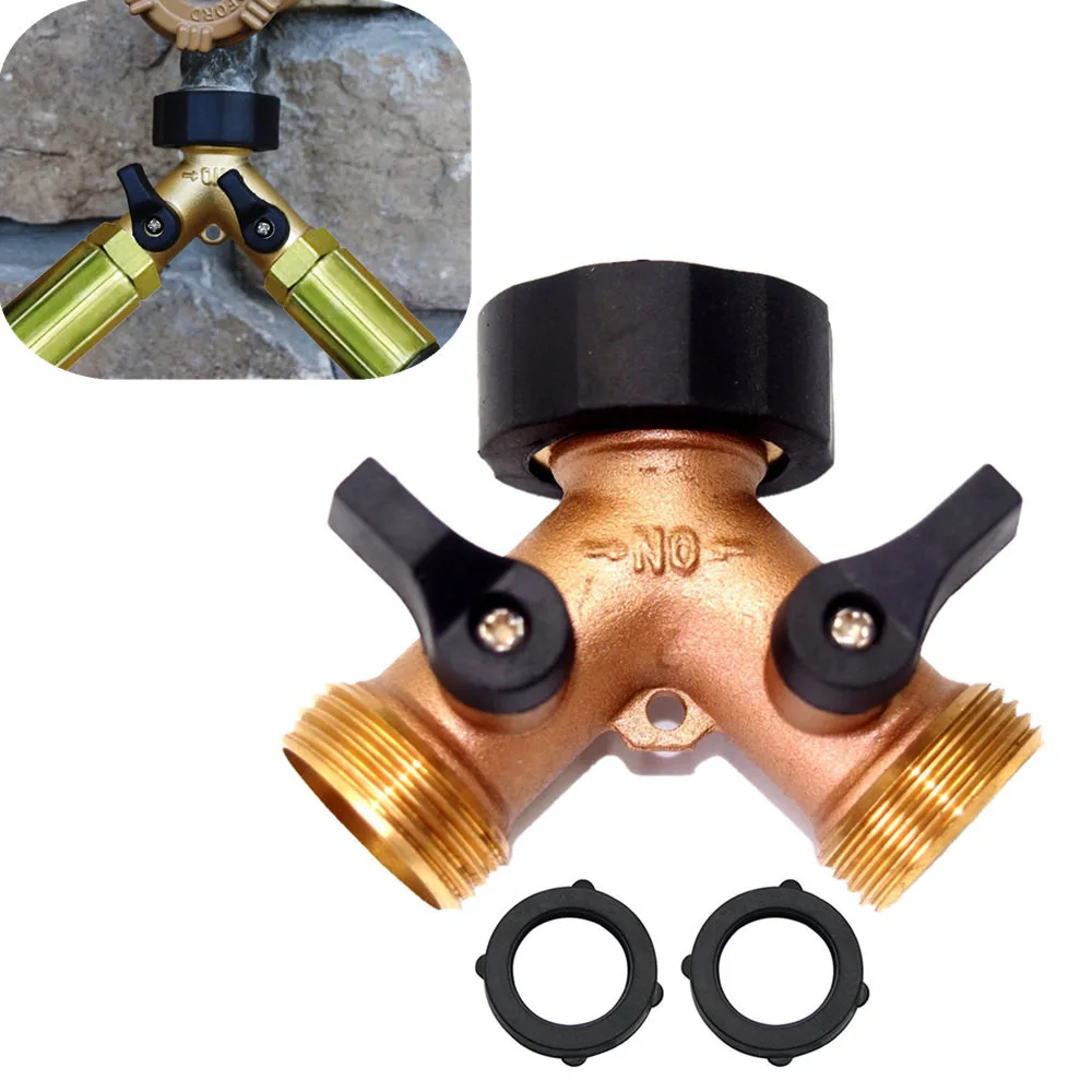

Garden Hose Tap Splitter Connector Garden Hose Repair joint Splitter Heavy-Duty 2 Way Solid Brass Y Valve Female Connector#s