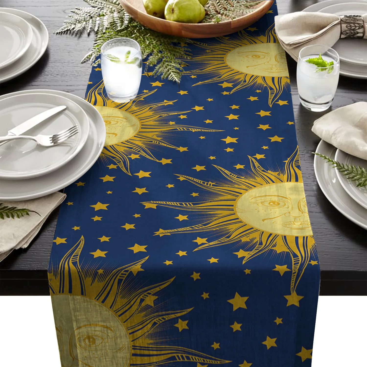 Хиппи солнце вокруг звезд современный Настольный бегун для свадебной вечеринки