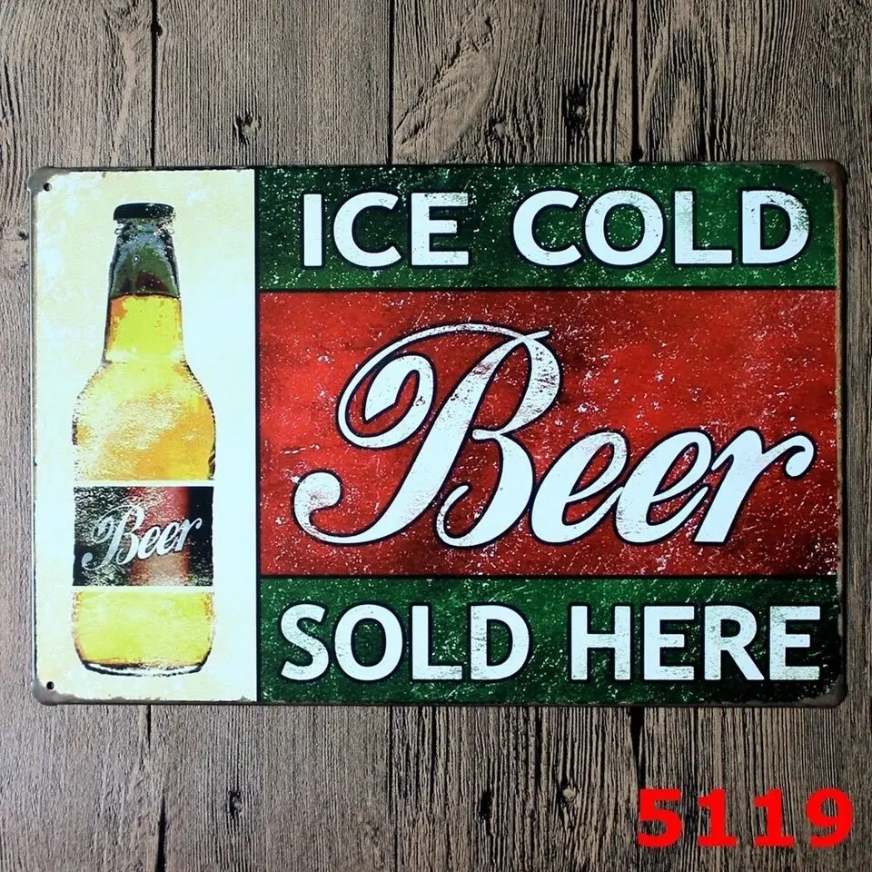 

Metal Tin Sign ice cold beer Decor Bar Pub Home Vintage Retro Poster Cafe ART