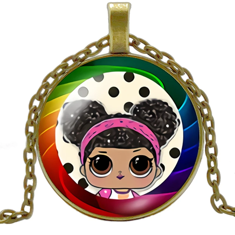 2019 Explosion New Fashion Anime Cartoon Doll Head Necklace 3 Color Glass Convex Cute Child Pendant | Украшения и аксессуары