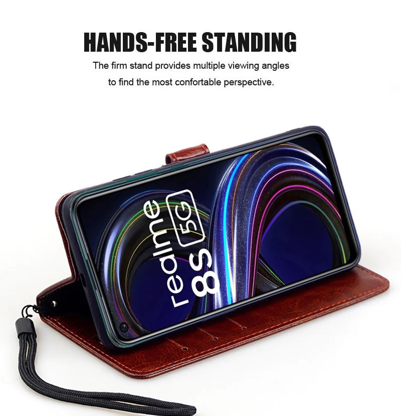 Флип-чехол для Realme Narzo 50A Etui on Realmi 30a Q3 i Pro из искусственной кожи чехол-бумажник Carcasa