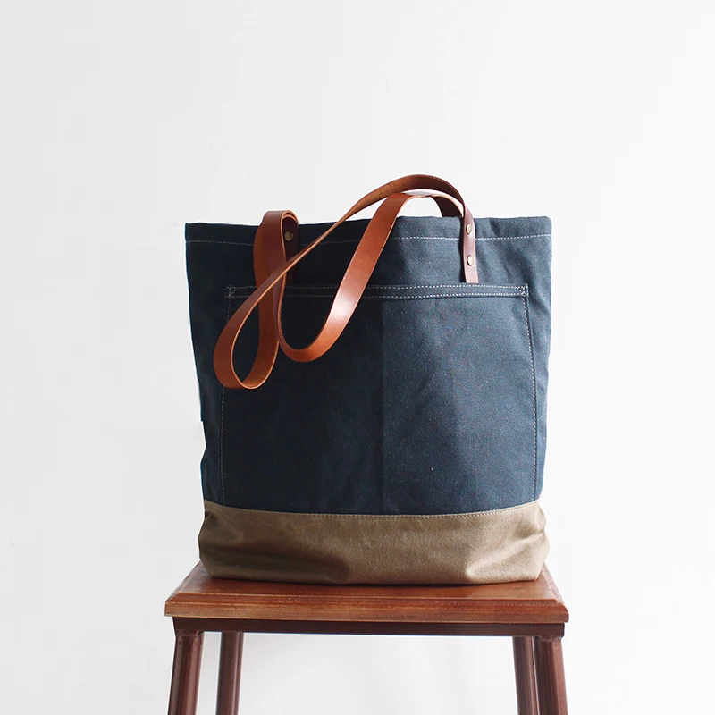 Кожаная Холщовая Сумка ручной работы женская модная сумка школьная на плечо для