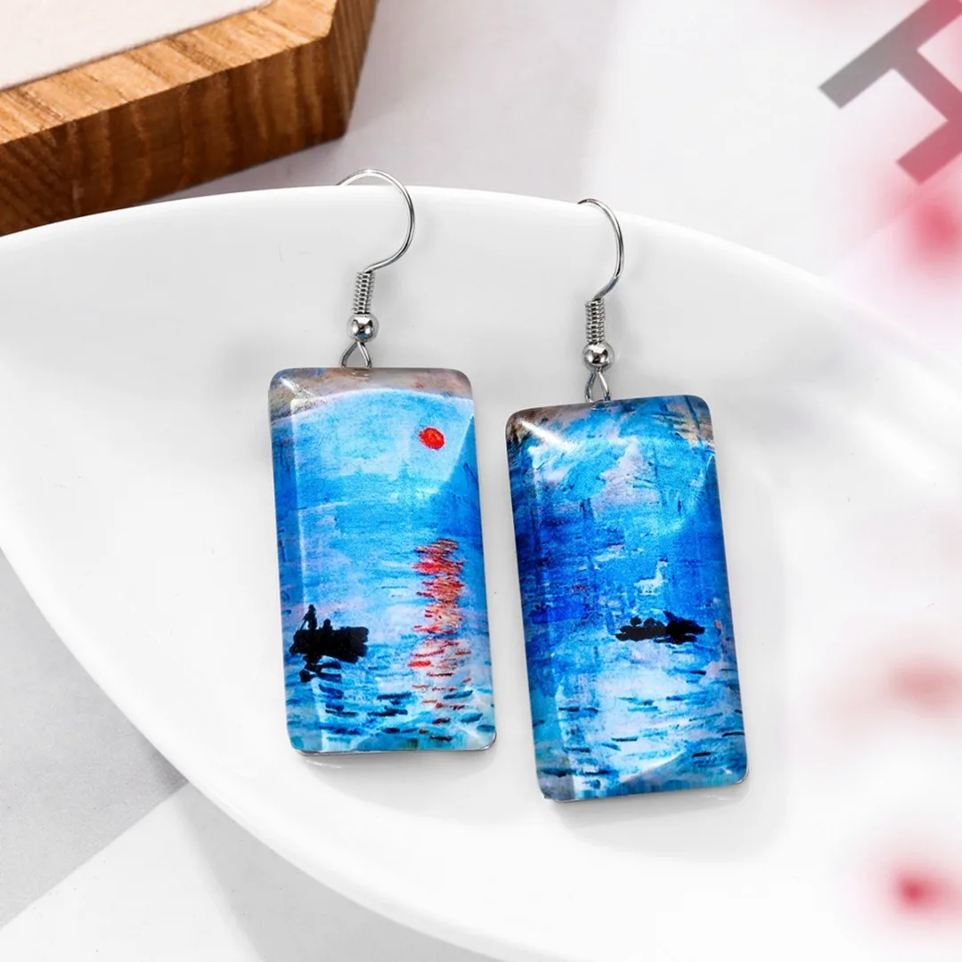 Художественные серьги из смолы с рисунком для женщин дерево звездное небо