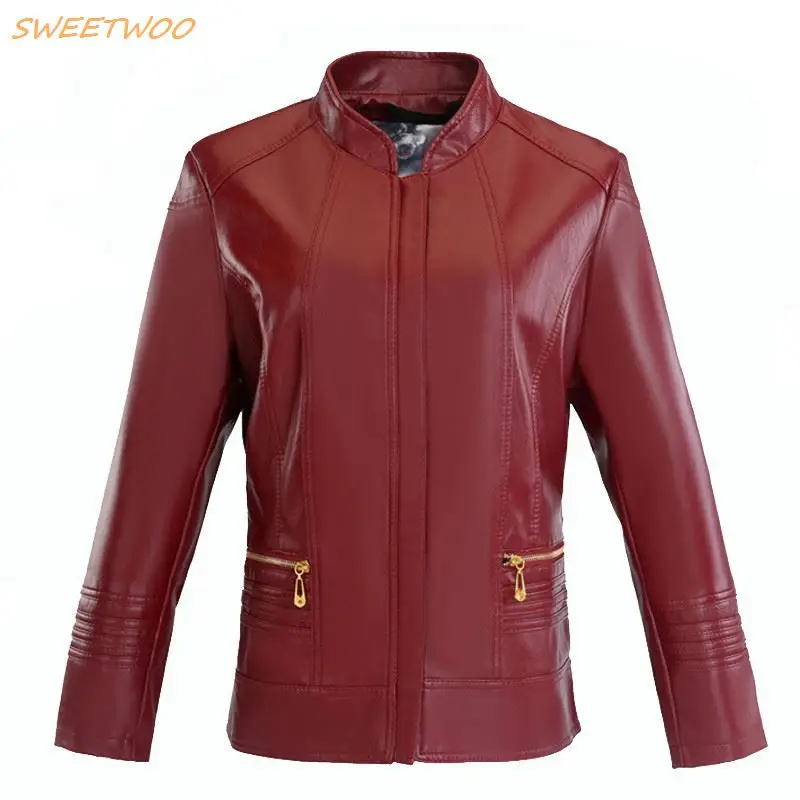 

Куртка женская из экокожи, мотоциклетный пиджак, верхняя одежда, большой размер 3XL 4XL, на весну-осень
