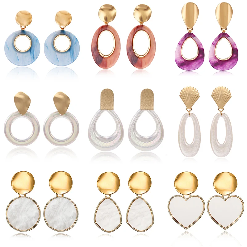 Акриловые серьги с кисточками для женщин богемные набор больших геометрических