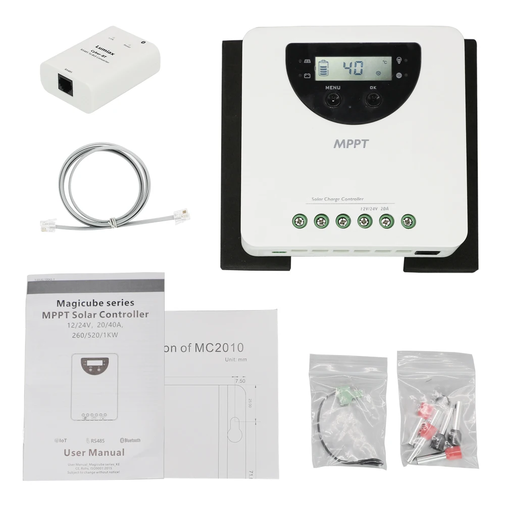 Слежением за максимальной точкой мощности 40A Солнечный Контроллер заряда 12V 24V