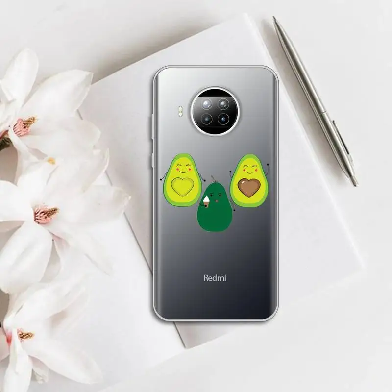 

Cute cartoon aguacate Fitness fruit Phone Transparent Xiaomi mi note 10 8 9 t HUAWEI p30 40 11 Samsung S 8 9 10 20 pro lite