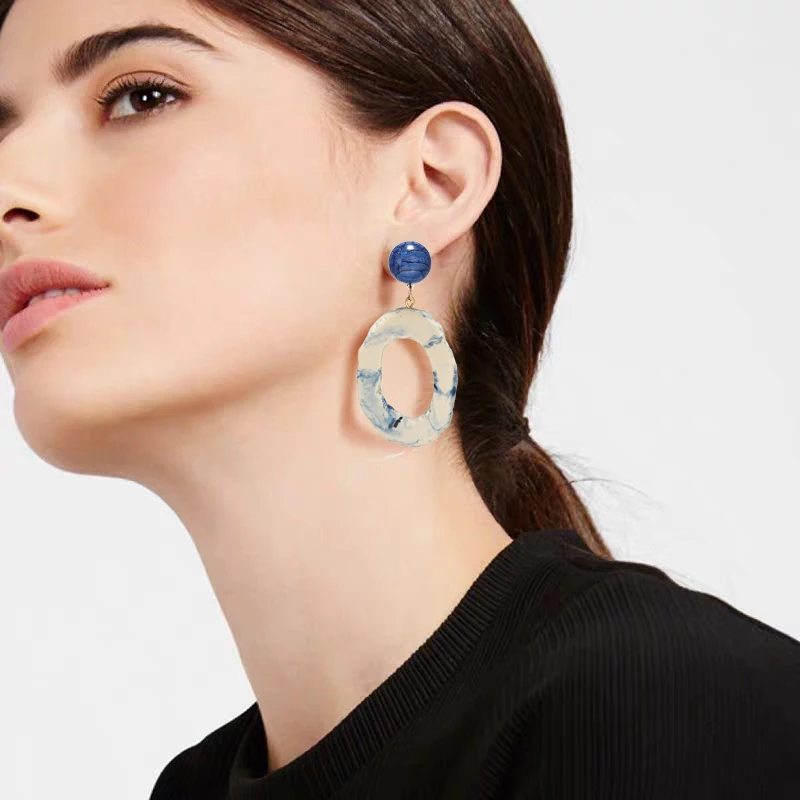 Корейские стильные акриловые серьги для женщин Необычные геометрические
