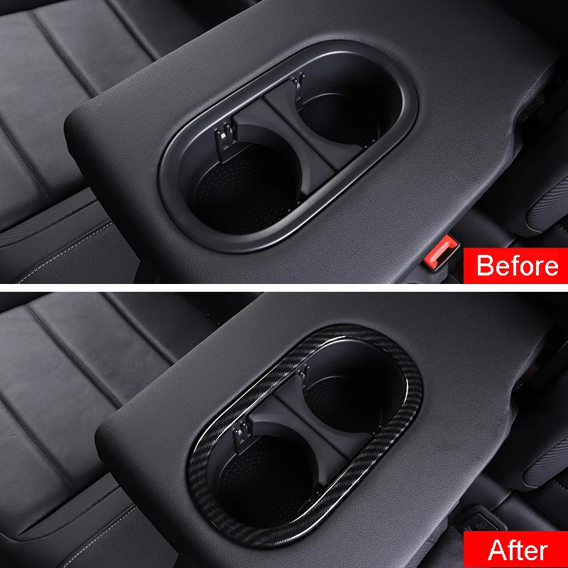 

Car Accessories for VW Volkswagen T-Roc 2017 2018 2019 2020 ABS Interior Rear Water Cup Holder Cover Trim 1pc