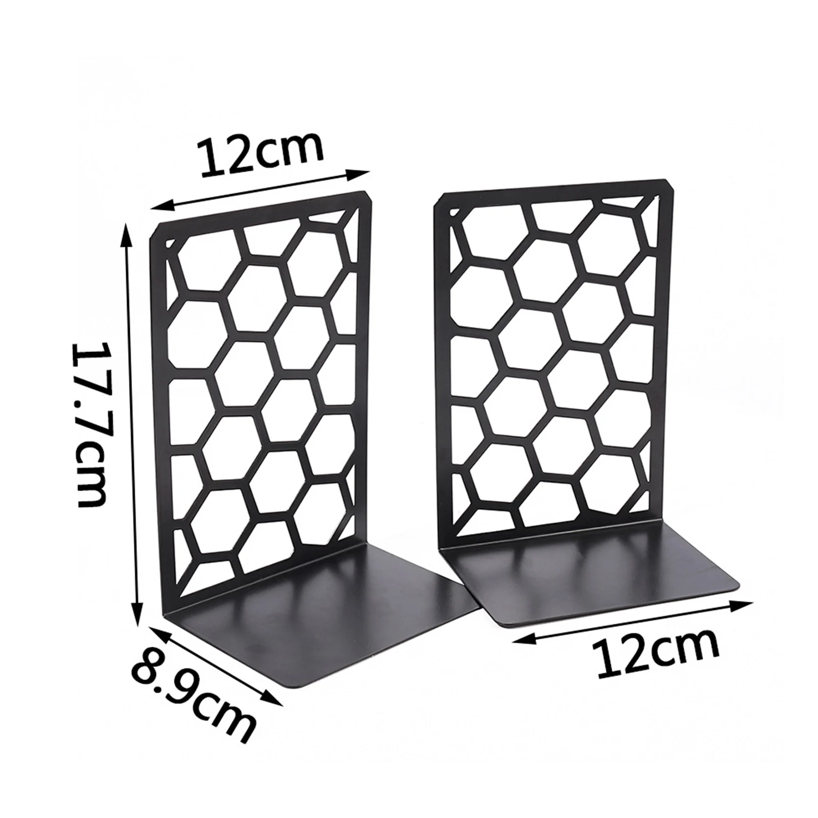 

1 Pair Hexagonal Bookends Decorative Metal Book Storage Shelves