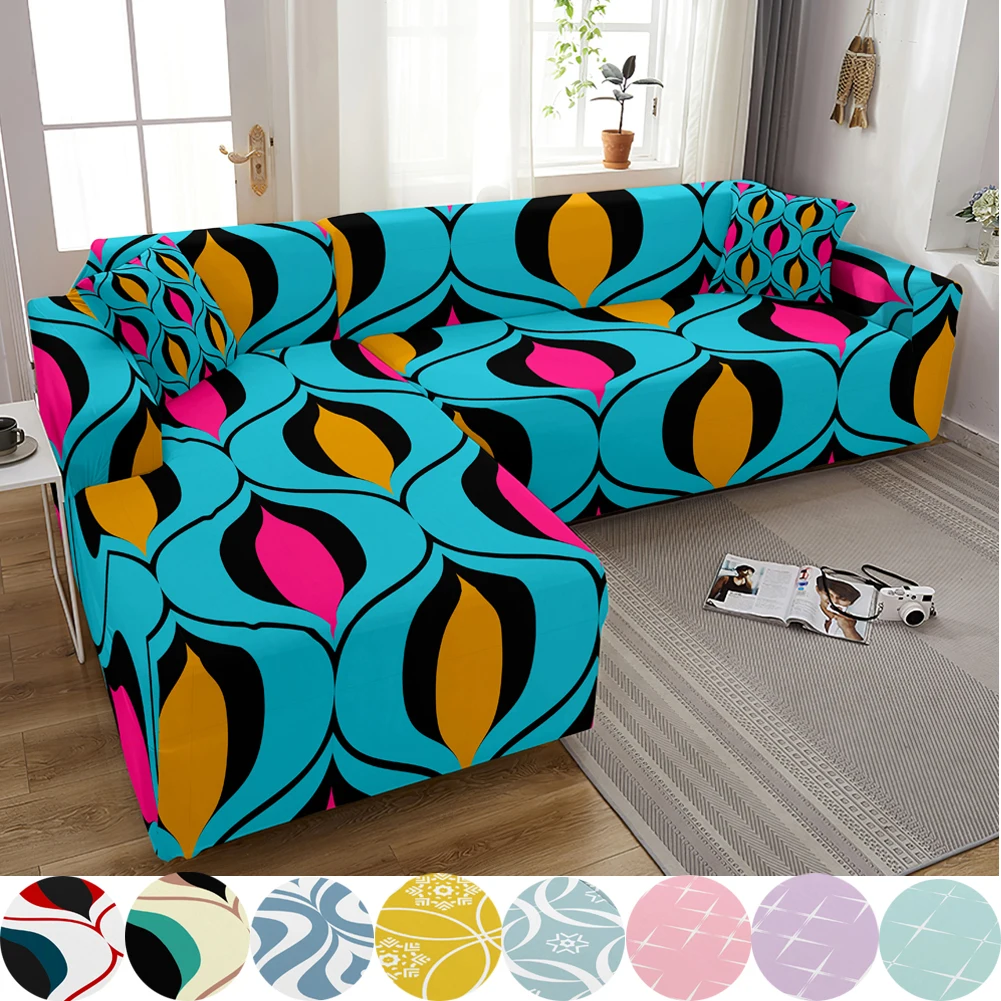 

Elastic L Shape Sofa Covers for Living Room Stretch Geometric Print Slipcover Couch Cover Armchai Cover Funda de sofá de esquina