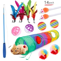 14pcs toys for cats mouse balls chats toys foldable cat play tunnel funny balls cat stick mouse supplies fish cat accessories