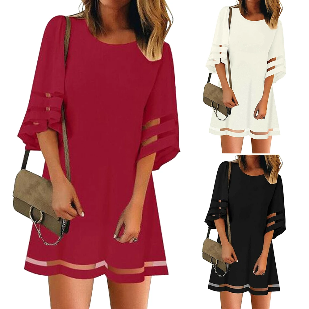 Свободное повседневное модное женское платье трапециевидной формы с