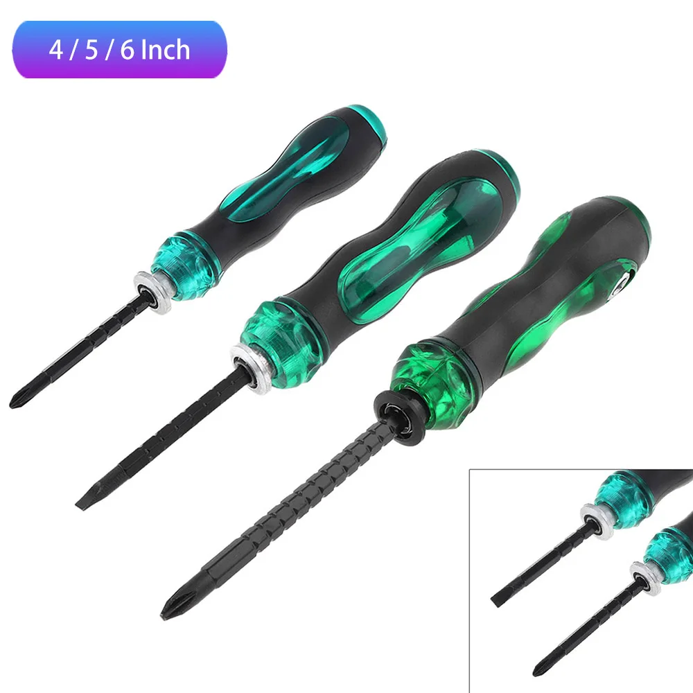

4 5 6 Inch Ratchet Screwdriver Telescopic Repair Tools Kit Magnetic Dual End Slotted Philips Screw Driver Hand Tools for Home