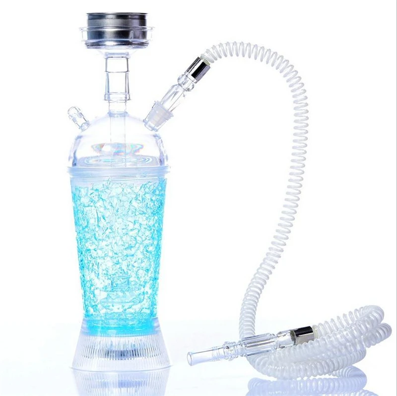 Led 5 цветная акриловая трубка кальян наргиле Completo Chicha кальян арабский кальян набор кальян водяные аксессуары бар домашние Вечерние - Цвет: Синий