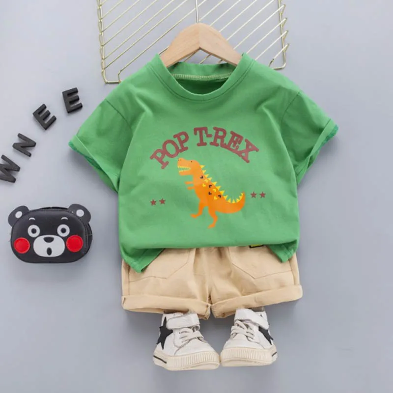 

Мода, комплект со штанами, костюм для мальчиков, Для детей, на лето повседневное жизненную силу одежда футболка с круглой горловиной и рисун...