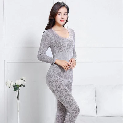 Соблазнительные комплекты термобелья Женский костюм с кальсоном зимнее теплое