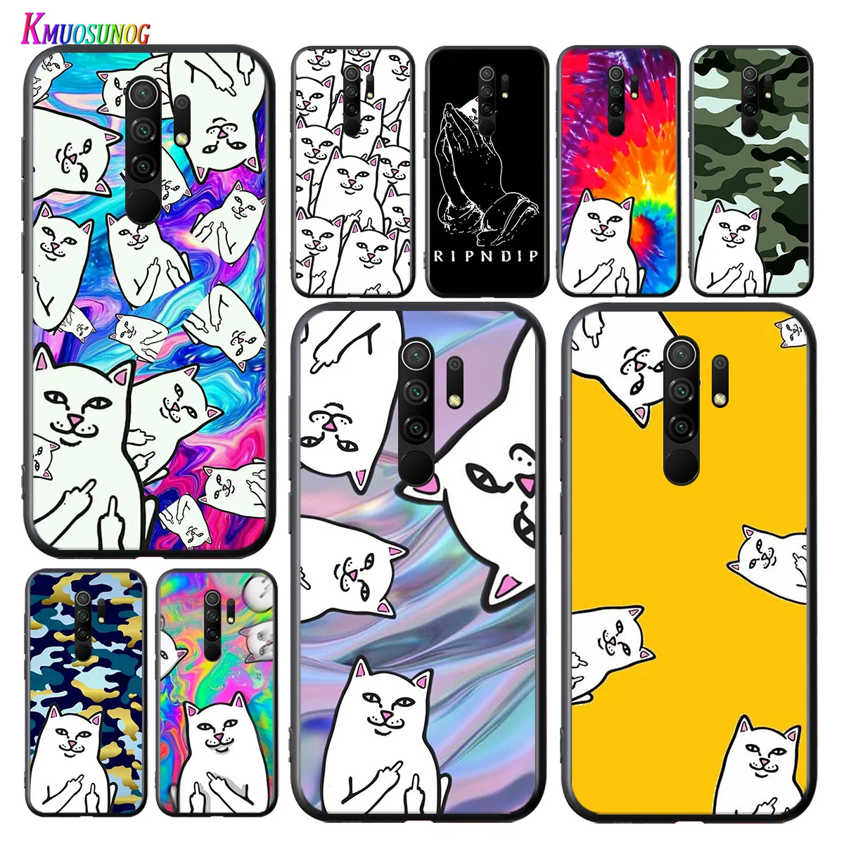 

American Street Fashion Cat For Xiaomi Redmi K40 K30T K30S K30i K20 10X 9T 9i Ultra Pro 5G Black Phone Case