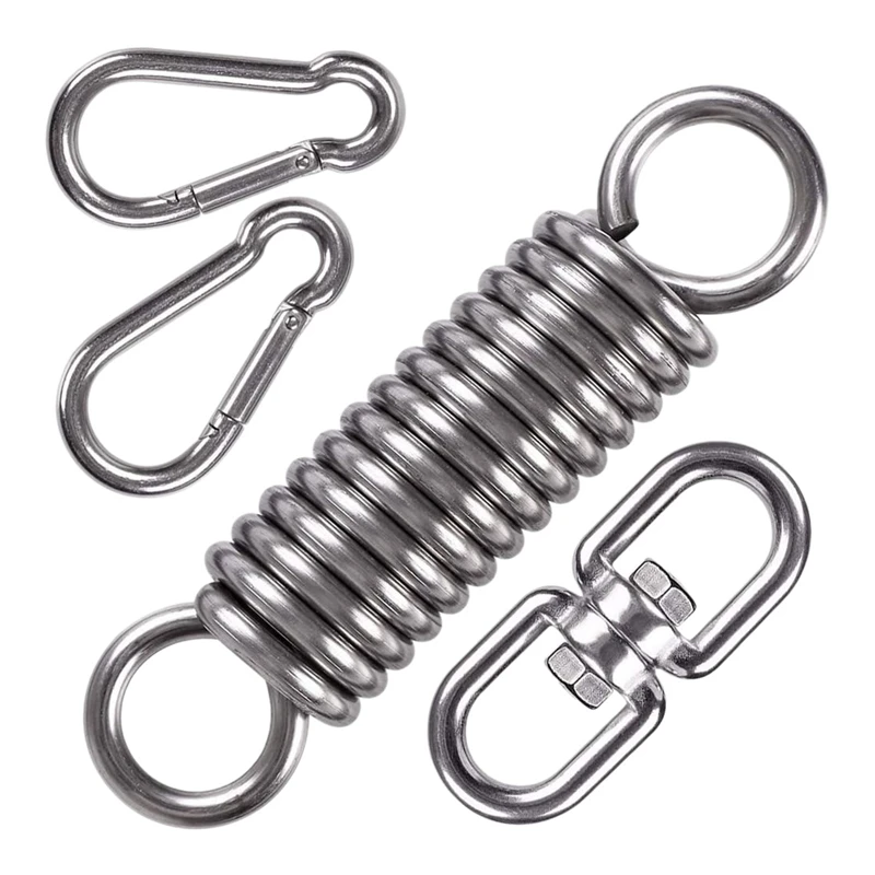 

Porch Swing Spring Hanging Kit with Heavy Duty Suspension Swing Swivel and 2 Snap Hook Carabiner for Hammock Chairs