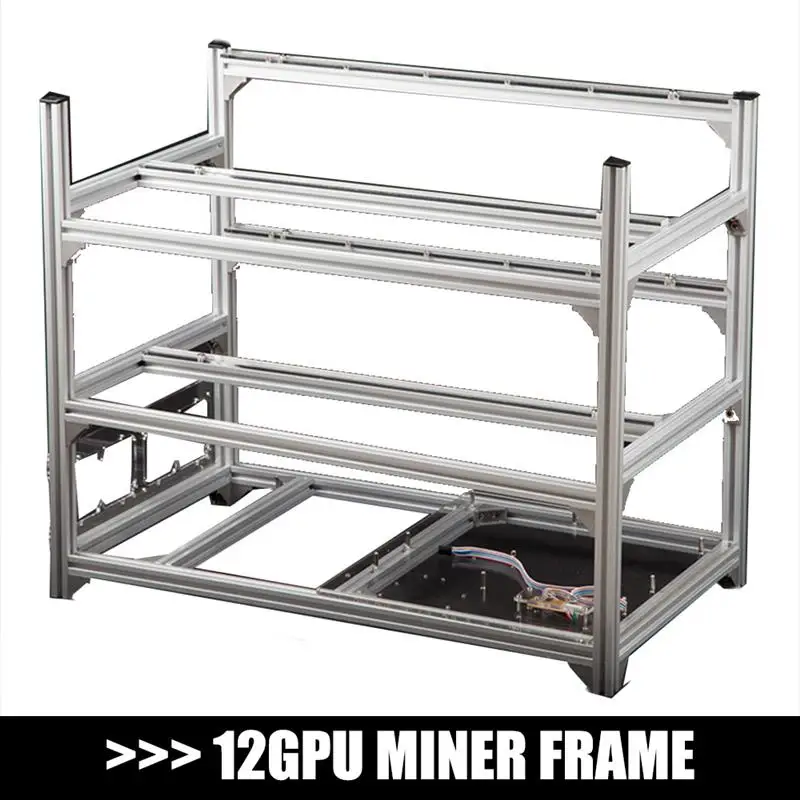 Günstig 12 GPU Bergbau Rig Aluminium Open Air 8 /6 GPU Miner Rahmen Fall ETH/ETC/ZEC Ethereum Zubehör Für Crypto Münze Bitcoin Rack Fall
