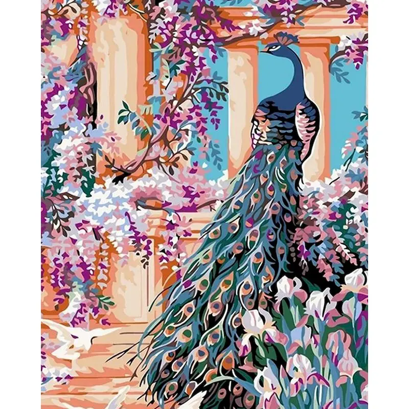

GATYZTORY 40x50cm Frame Painting By Numbers Kits For Adults HandPainted DIY Gift Peacock Animal Picture By Number Home Decor Pai