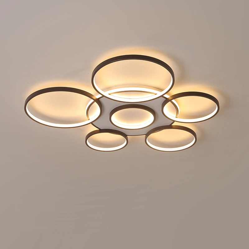 

Minimalism Modern LED Chandelier Brown Creative Rings Chandeliers Ceiling For Livingroom Dining Bedroom chandelier lighting