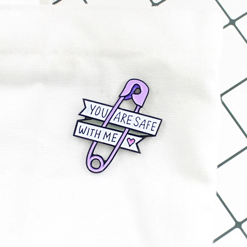 1 шт. любовь булавка-ленточка брошь фиолетовая бумажная зажим сердце вы безопасны