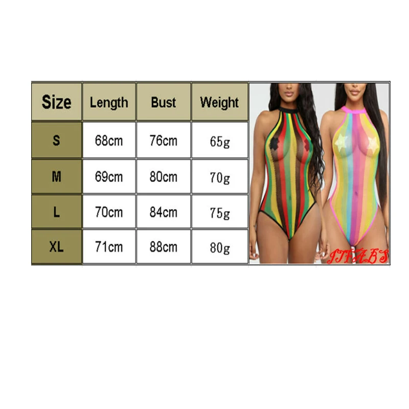 

2021 Summer Sexy Women Fishnet One-Piece Swimsuit Ladies Swimwear Monokini Push Up Rainbow Striped Bathing Suit Swimming Costume