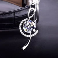 kofsac fashion women jewelry 925 sterling silver necklaces girl elegant musical note shiny zircon pendant lady anniversary gifts