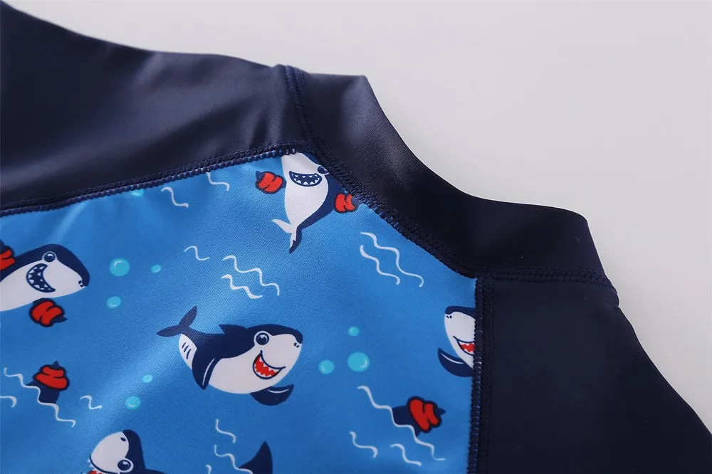 Wishere One Piece Toddler Swimsuit UPF50+ Cartoon Kids Swimwear Short Sleeve Baby Swimwear Infant Bathing Suit for Boys