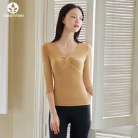 caeemhee sexy women autumn yoga top sports long sleeve yoga shirt deep v neck solid quick dry breathable gym fitness shirt