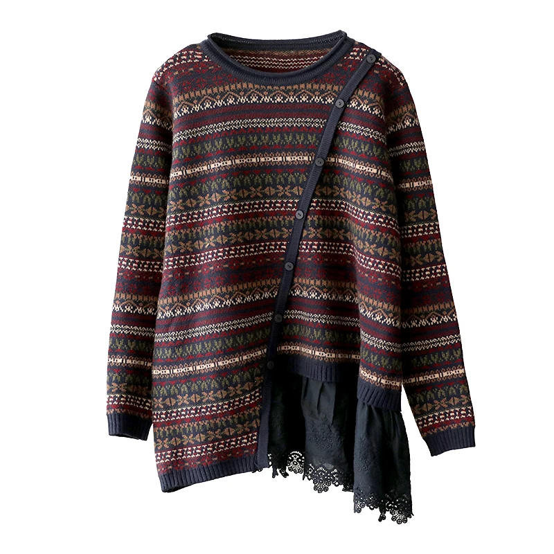 Осенне-зимний женский свитер в стиле ретро свободные пуловеры топы новинка 2019