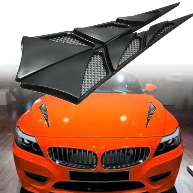 

2pcs Car Side Air Flow Vent Fender Cover Intake Grille Decoration Sticker Decorative Hood Vent Cover Sticker