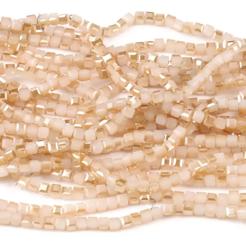 

Natural Stone Light Champagne Square White Crystal Bead Loose Beads For Jewelry Making Handmade Diy Bracelet Necklace 4 mm 15''