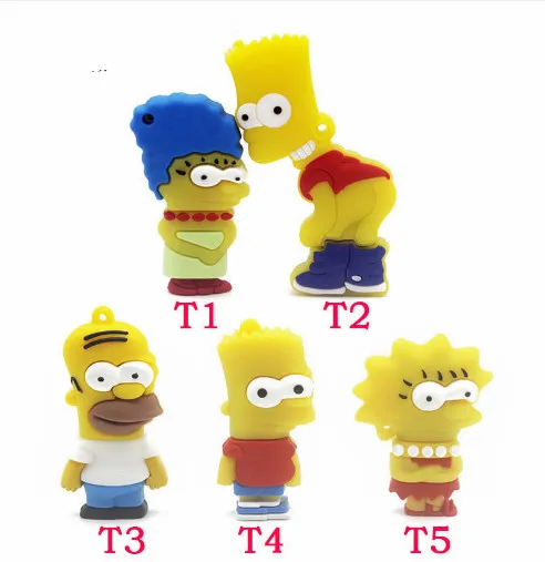 Wholesale the Simpsons USB Flash Drive16g 32g Fashion custom flash drive silica gel cartoon mini gift usb thumb yellow | Компьютеры и