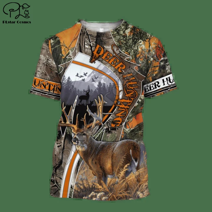 

PLstar Cosmos 3DPrint Newfashion Summer Hunter Hunting Animals Dog Duck Deer T-Shirt Shorts Sleeve Funny Harajuku Streetwear A-1